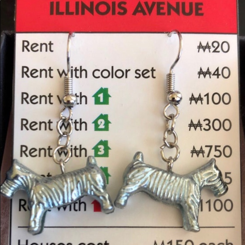 Handmade Monopoly Token Earring Set Dog Tokens